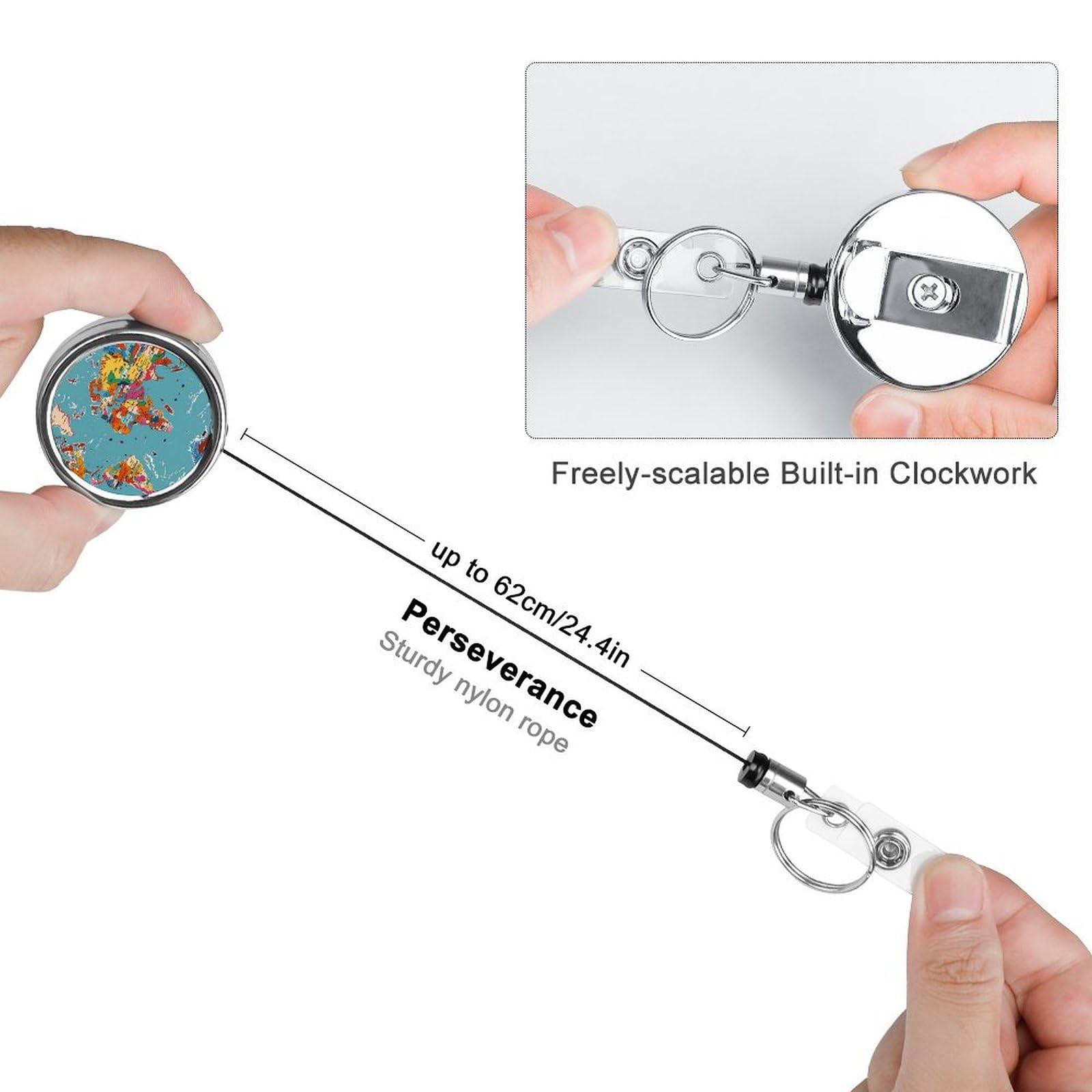 Porte-Badge Flottant Méduse Espace - Rétractable Clip Protecteur Carte ID Pour Bureau Et Soignants