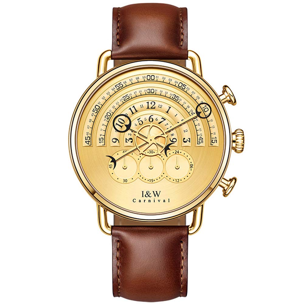 MASTOPMen's Watches Sapphire Leather Band Luxury Outdoor Military Classic Business Casual Waterproof Analog Quartz Wrist Watch for Men