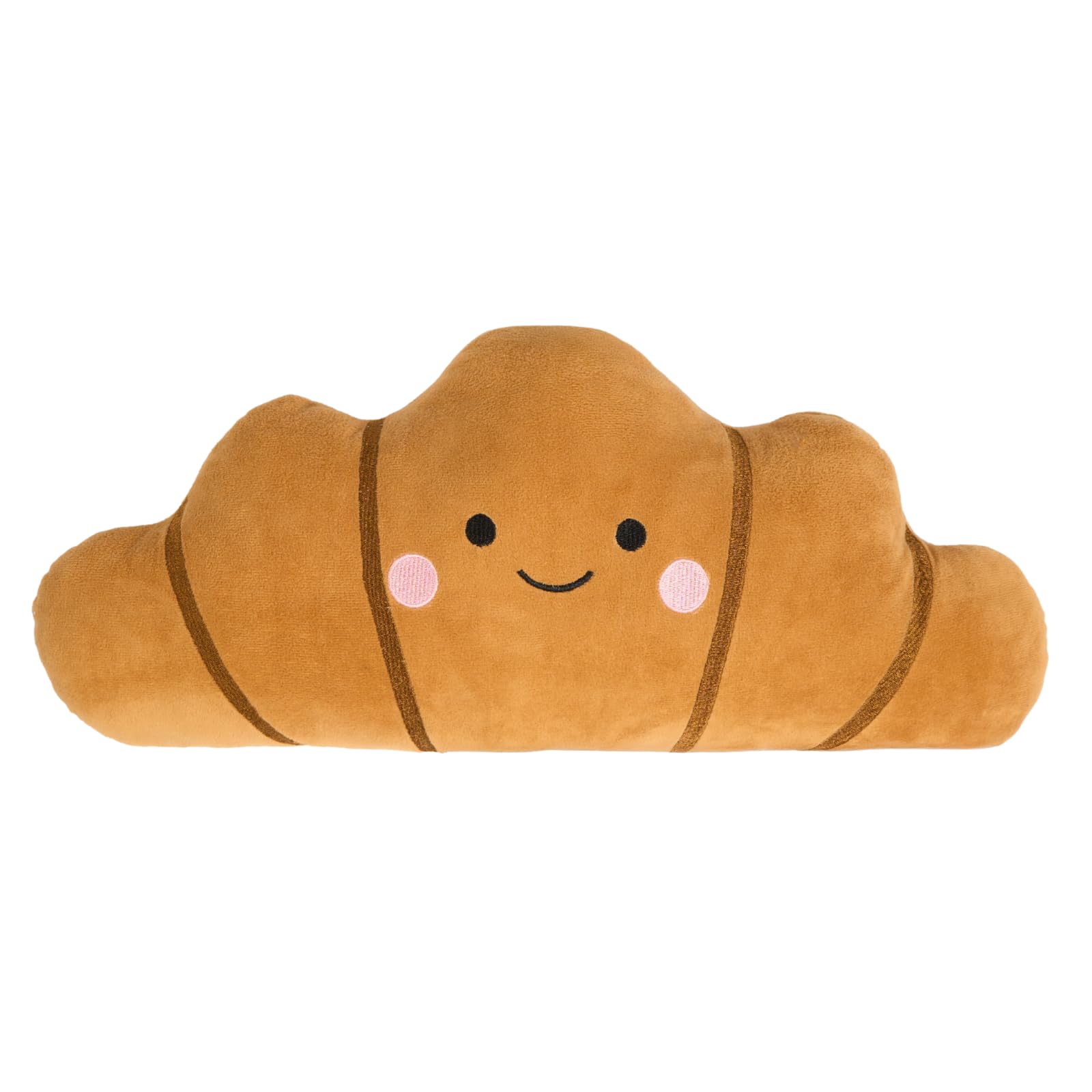 Ohs Brown - Croissiant Croissant Cushion, Soft Cosy Plush Pillow Decorative Stuffed Croissant Shaped Novelty Cushion Throw Pillow Birthday Gift For Kids And Friends, Brown - 35 X 18Cm