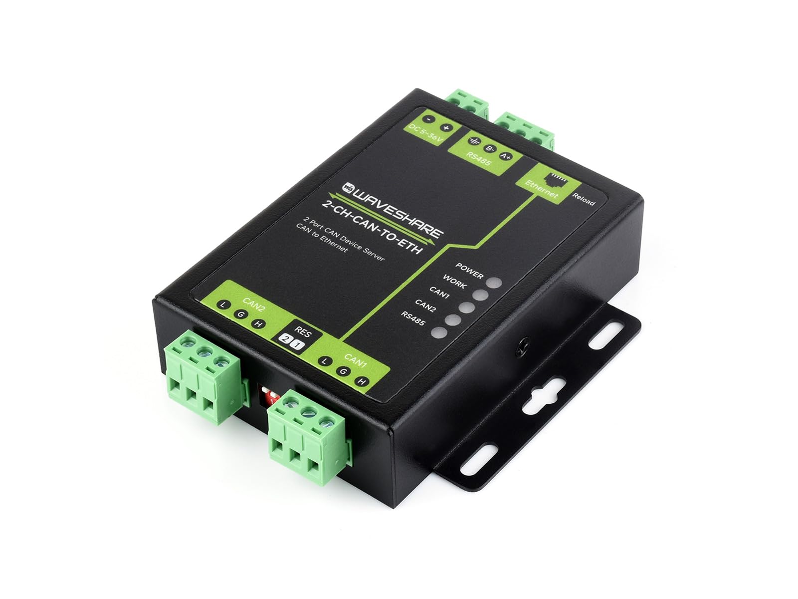 Waveshare 2-Channel CAN Bus to Ethernet Gateway Server RS485 Industrial Protocol Converter DIN-Rail
