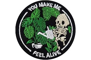 Plants Make Me Feel Alive Skull Embroidered Iron On Patch | Goth Garden Patch