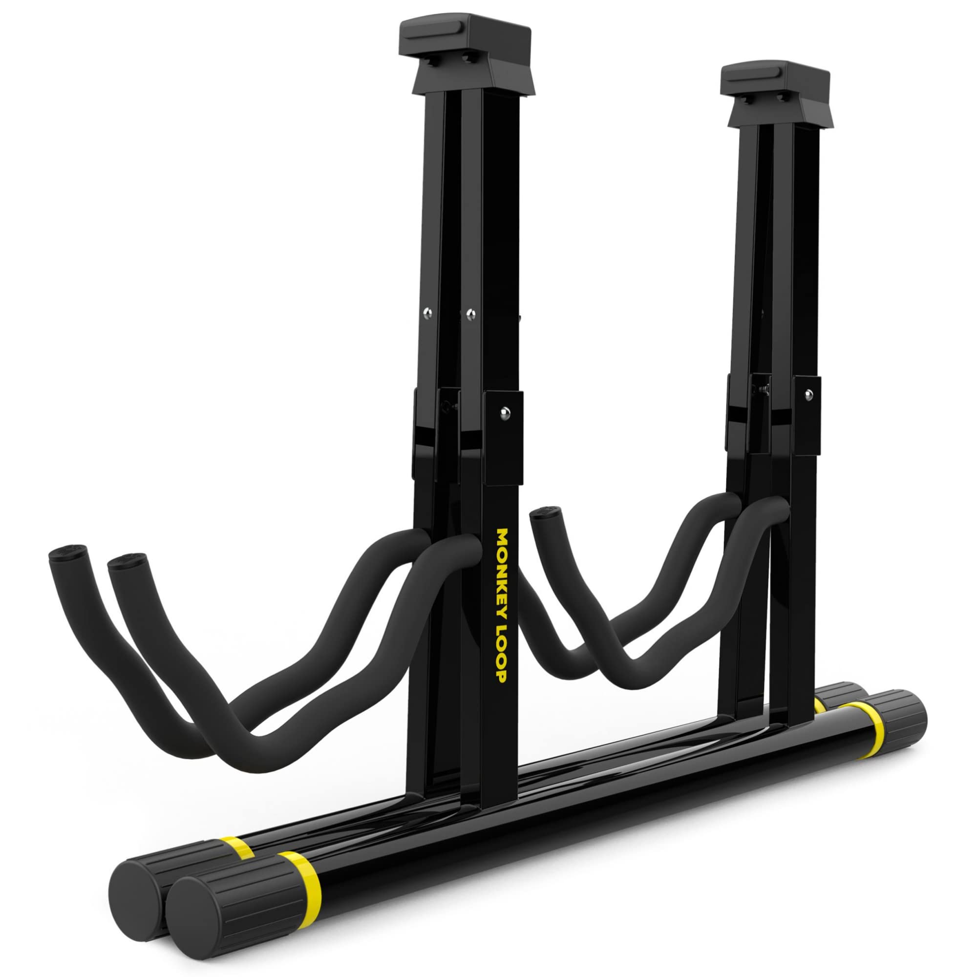 Monkey Loop Double Prime - Supporto per Chitarra - Supporto da Pavimento per 2 Chitarre - Compatibile con Chitarre Acustiche, Elettriche e Bassi - Robusto e Stabile - Accessorio Pieghevole