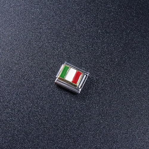 Fablinks Italian Bracelet Charms, 9mm Stainless Steel Flag Charm Link Jewelry for Women, Ethnic Pride Country Flags Enamel Links for Men2