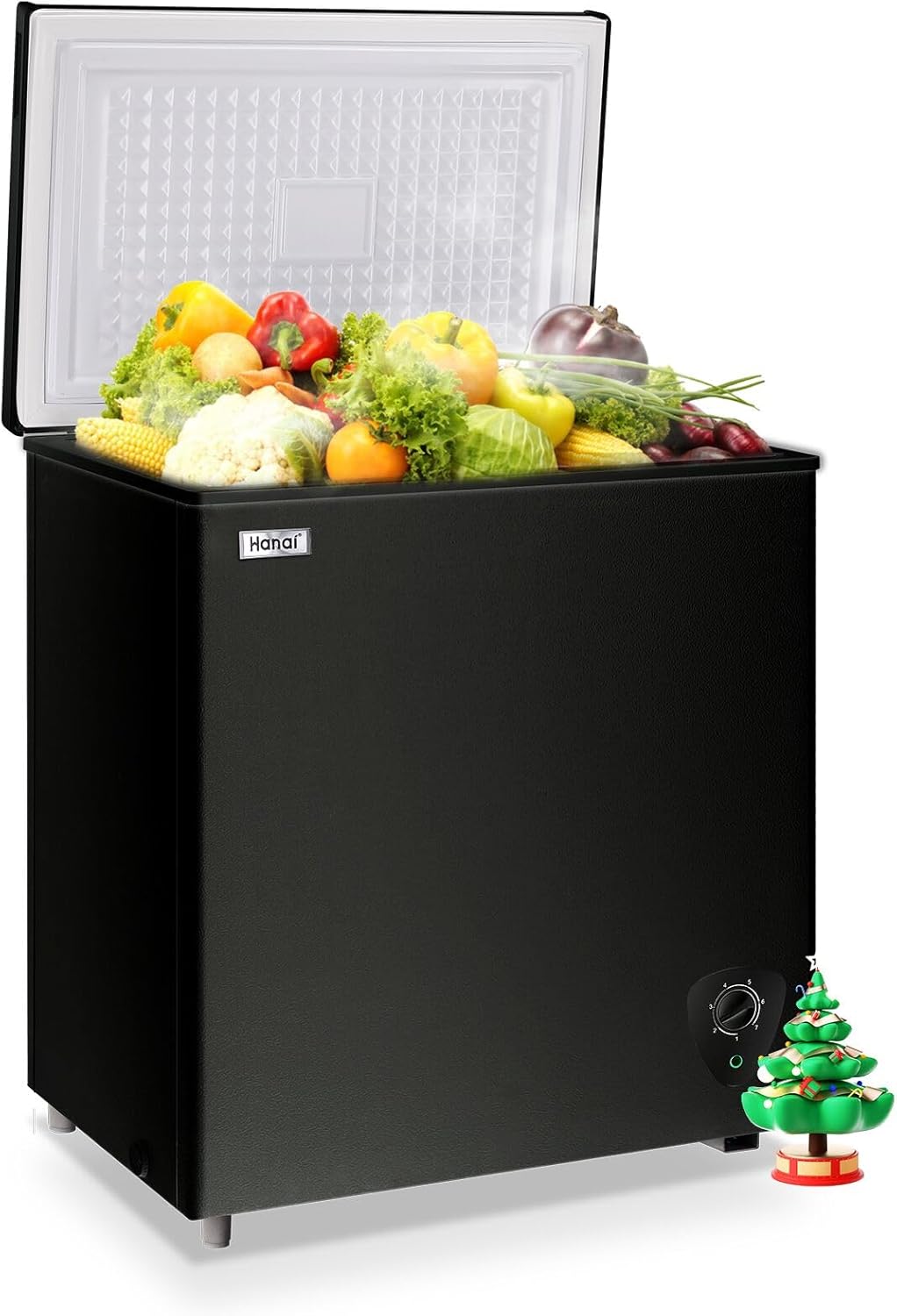 WANAI Chest Freezer 5.0 Cubic Feet Freezers with Removable Storage Basket Energy Saving Perfect for Home Garage Basement Kitchen or Apartment, Black