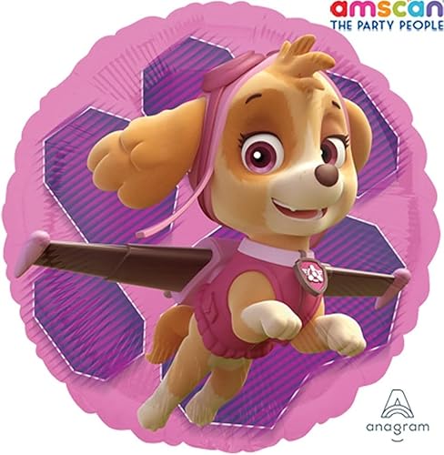 Miniatura 4 de Anagram Globos de cumpleaños con licencia Skye destinados a la colección temática de Paw Patrol Girls, accesorio de fiesta, multicolor, cumpleaños