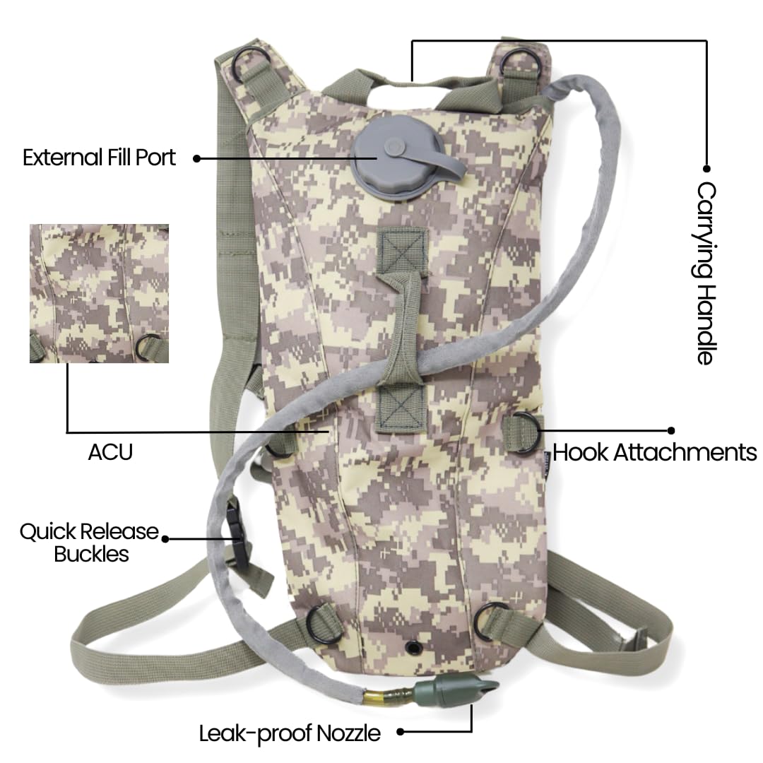 M MCGUIRE GEAR Mochila de hidratación, con paquete de hidratación de 3L/100 onzas, mochila de senderismo de nailon resistente al agua con vejiga de agua, mochila de agua para correr, ciclismo y