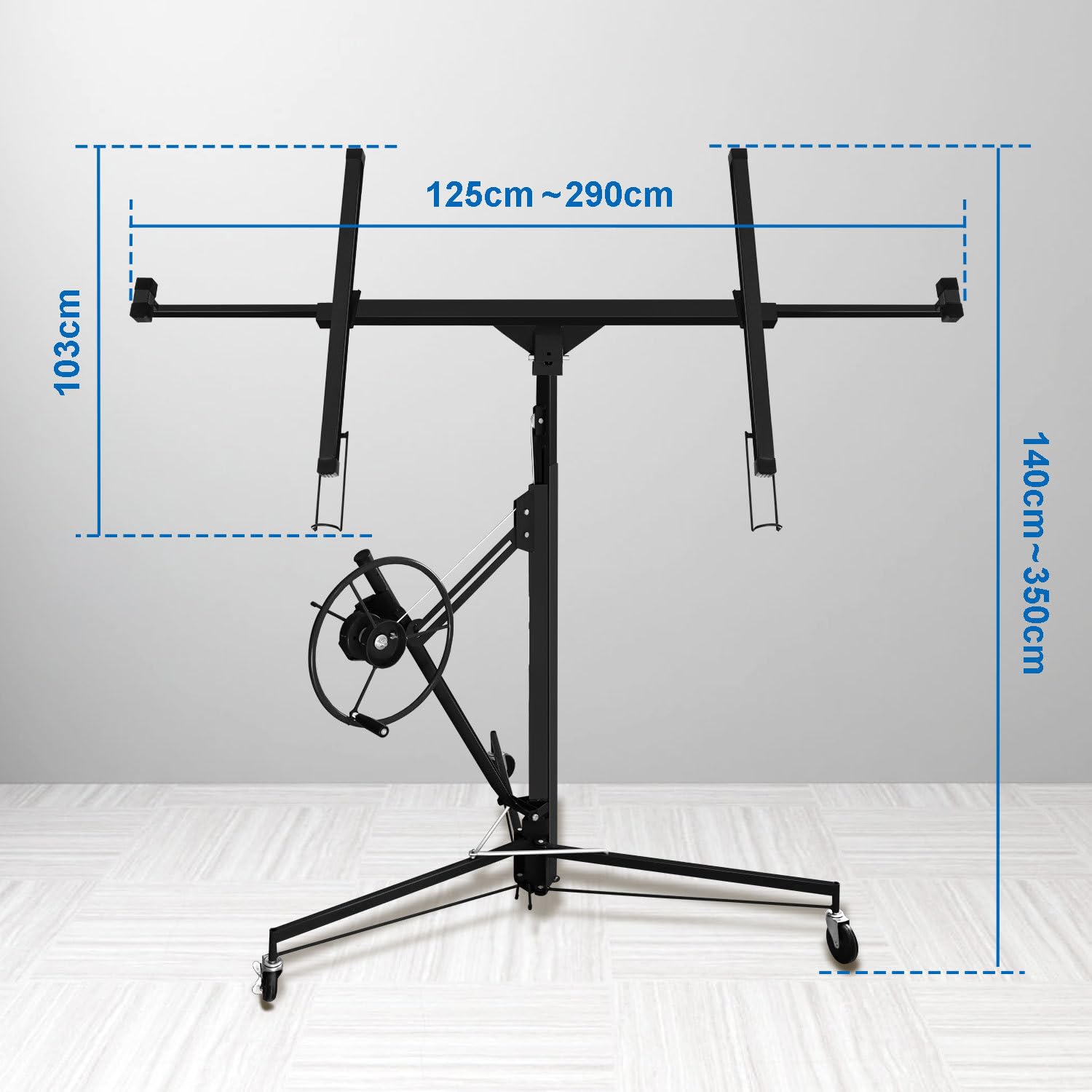 Plattenheber für Gipskarton, 68 kg, 132–325 cm, Decken & Trockenbau, Schwarz