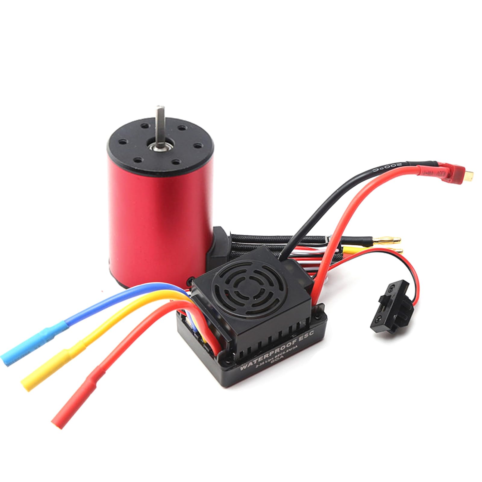 Hylukon S3650 Brushless Motor and ESC, 3900KV Brushless Motor with 60A Brushless ESC 1/8 1/10 Brushless Motor and ESC for RC Toys Gift for Modification Enthusiasts