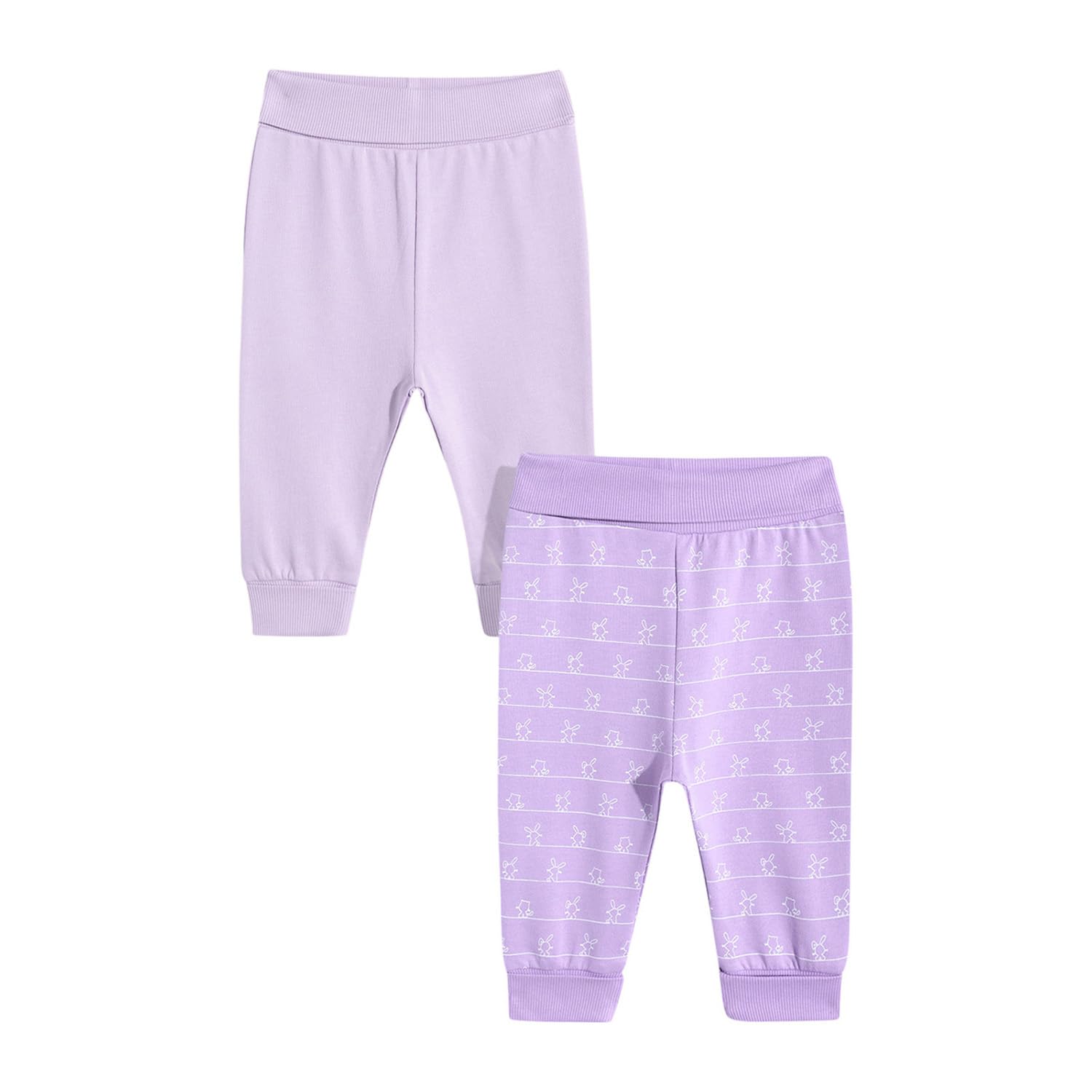 mothercare Joggers Girls Cotton-Rich Soft Bunny Print Tiny Baby Pack of 2-picture-52