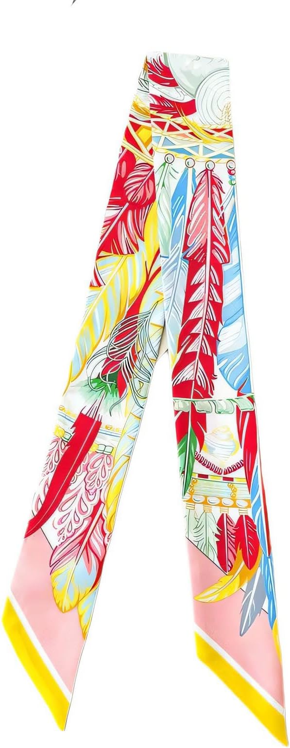 100% Mulberry Silk Scarf for Handbags,Bags, and Purses,1/2 Pcs Hair Ribbon Skinny Neck Scarves for Women Gift