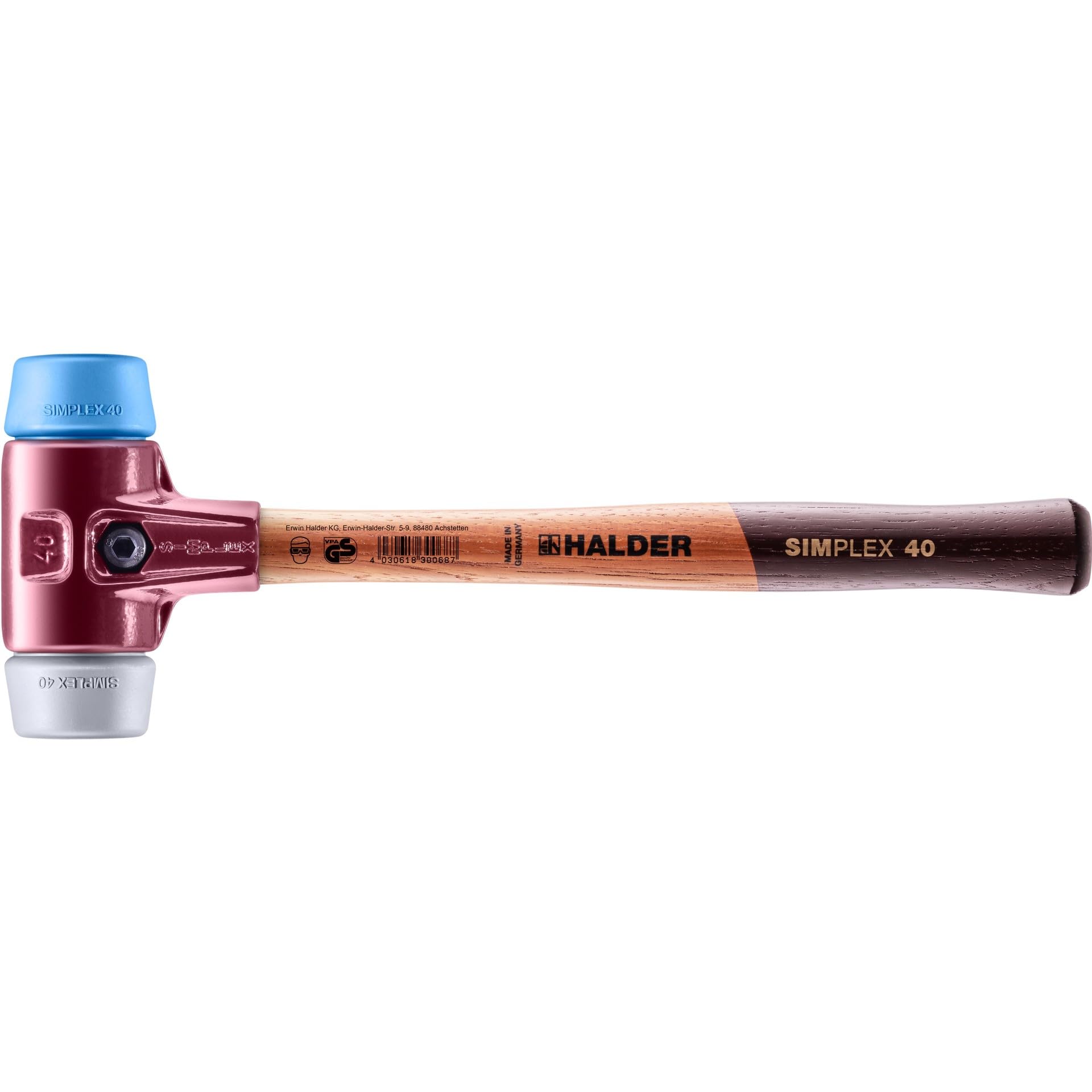 Halder 3013040 "Simplex Soft-Face TPE-Mid/TPE-Soft" Mallet, Multi-Colour, 40 mm