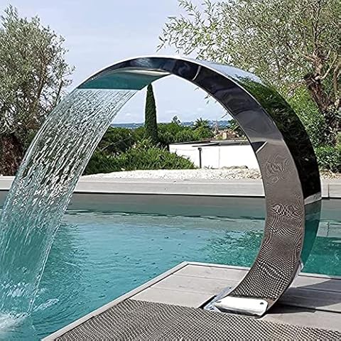 ROMTZD Waterfall Pool Fountain Stainless Steel for Pools Garden Outdoor Pond Water Feature and Swimming Pool Indoor Outdoor Stainless Fountain Pond Swimming Pool Waterfall Feature Faucet Cover