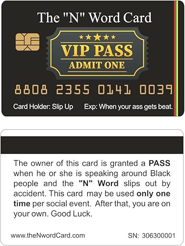 Miniatura 3 de Aromabug Tarjeta divertida tarjeta N Word Pass. Paquete de 4 números elevados en la parte delantera y números de serie en la parte posterior