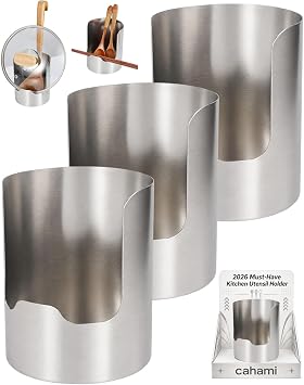 Multi-functional Kitchen Utensil Holder, Stainless Steel Countertop Organizer, Spoon Spatula Ladle Caddy, Pot Lid Rest Stand, Cutting Board Rack, Wide Base Storage for Cutlery and Cooking Tools