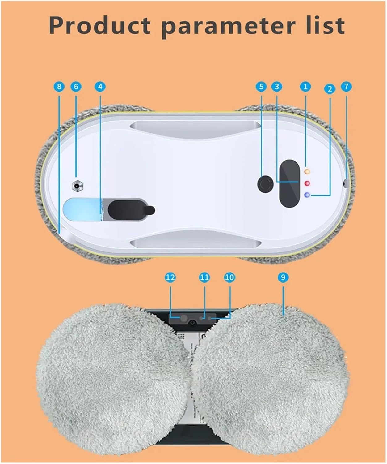 MZZYG Window Cleaning Robot labeled parts diagram