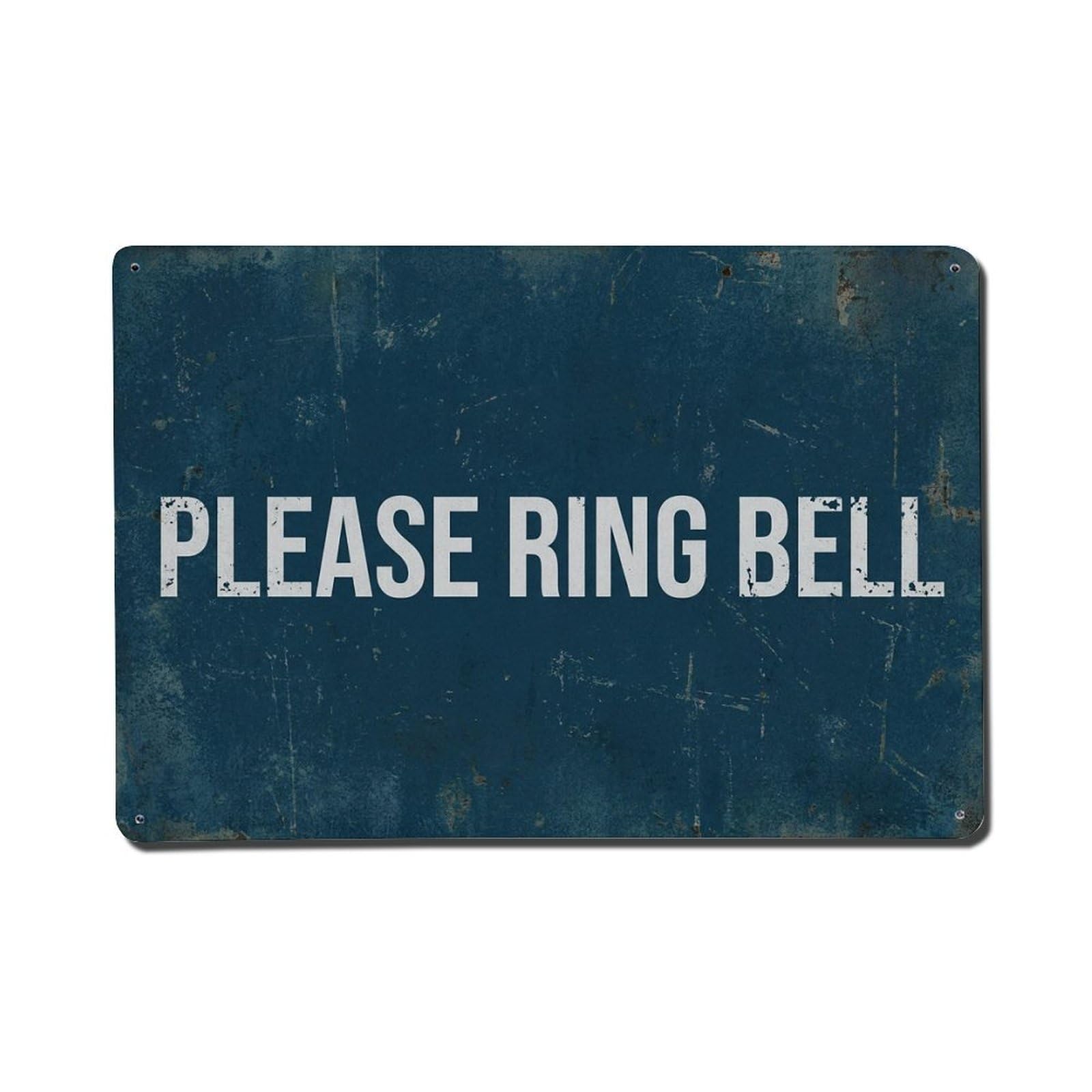 Vintage Please Ring Bell Metal Tin Sign Plaque Wall Decor for Cafe, Club Bar, Office, Garden Metal Poster 8x12Inch