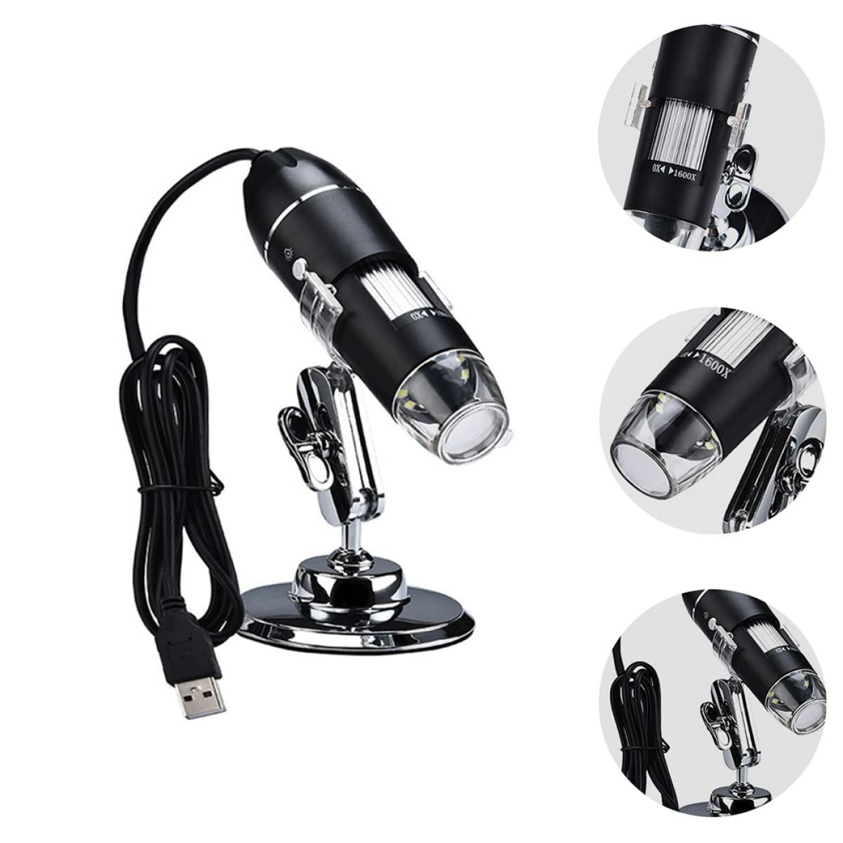 Mobestech Microscopio Digital 1600x Soporte Ajustable para Uso Doméstico y Educativo
