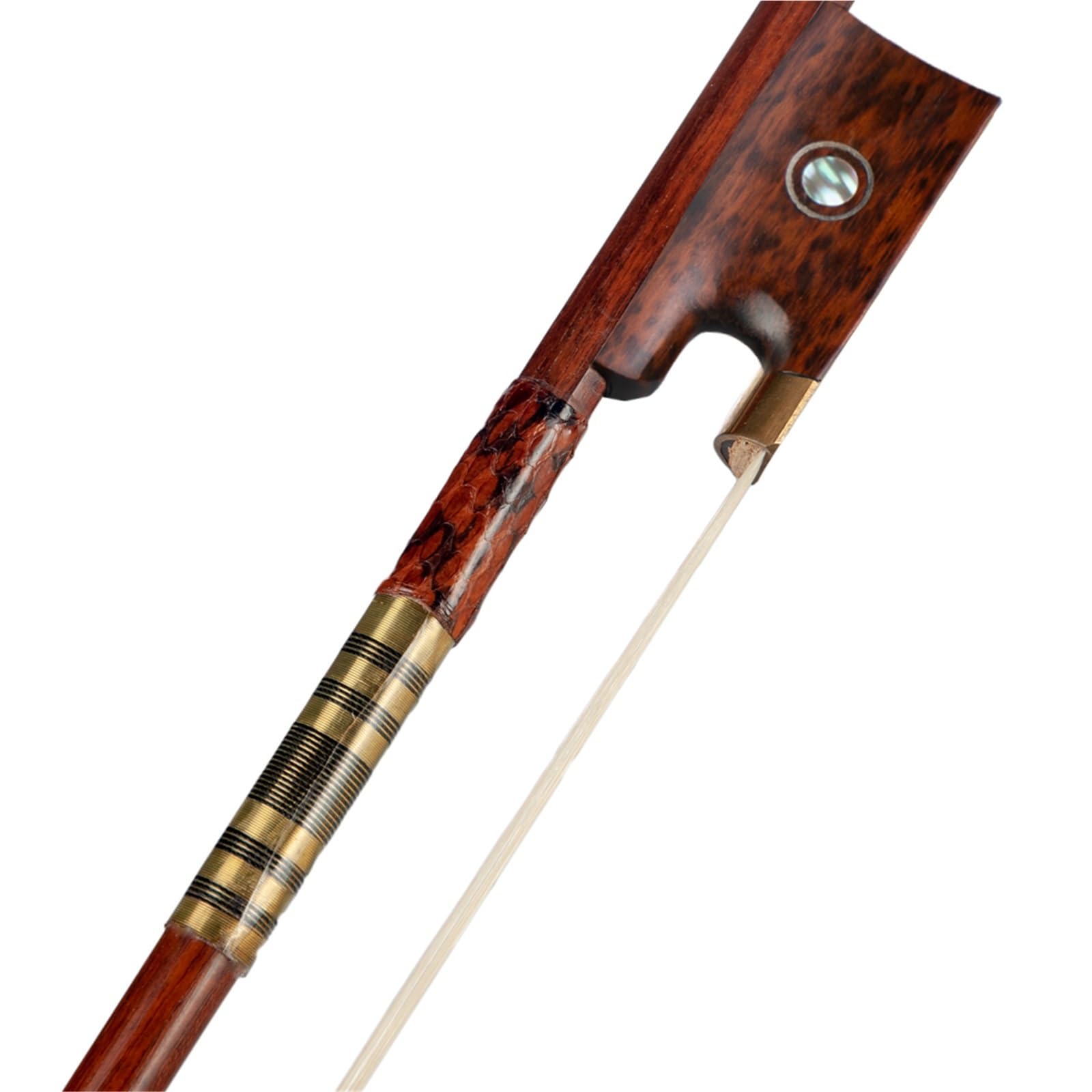 Geigenbogen 4/4 Violinbogen Aus Brasilianischem Holz Runder Stock Schlangenholz Froschhautgriff Weißes Mogolia Rosshaar
