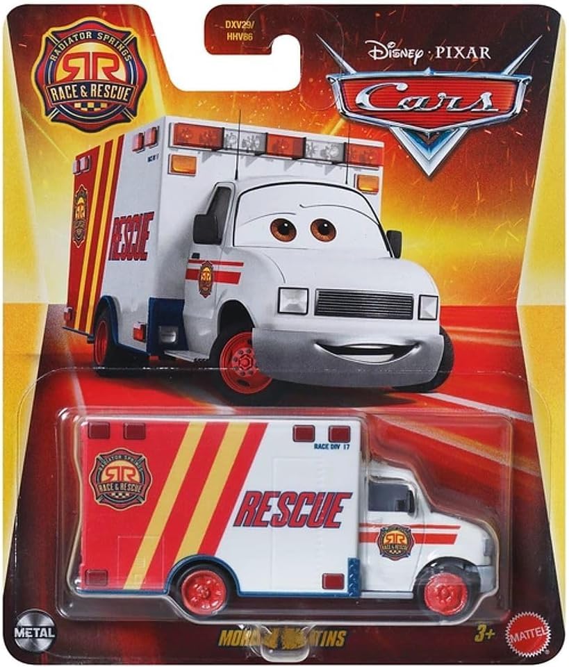 Mattel Cars Radiator Springs Race and Rescue 2025 1:55 Scale Diecast Vehicles (Ambulance Morgan Martins), 1:64