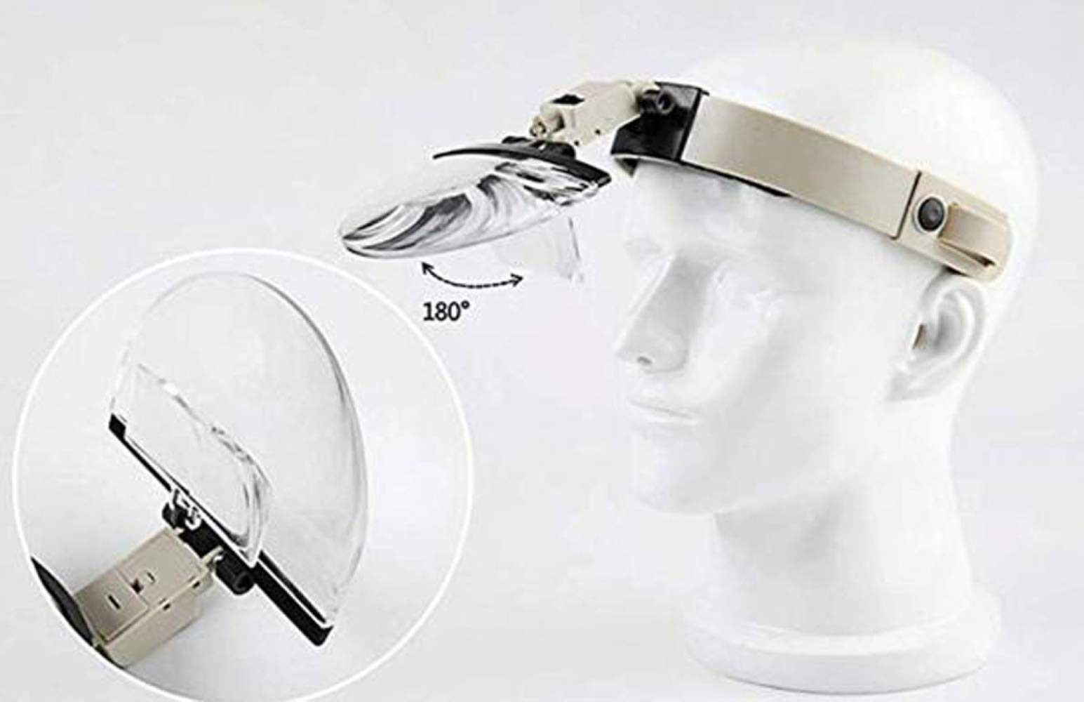 Stirnbandlupe mit LED-Licht, 3 austauschbare Linsen – freihändige Leselupe für Juweliere & Uhrenlupe – ein modisches Geschenk der Liebe