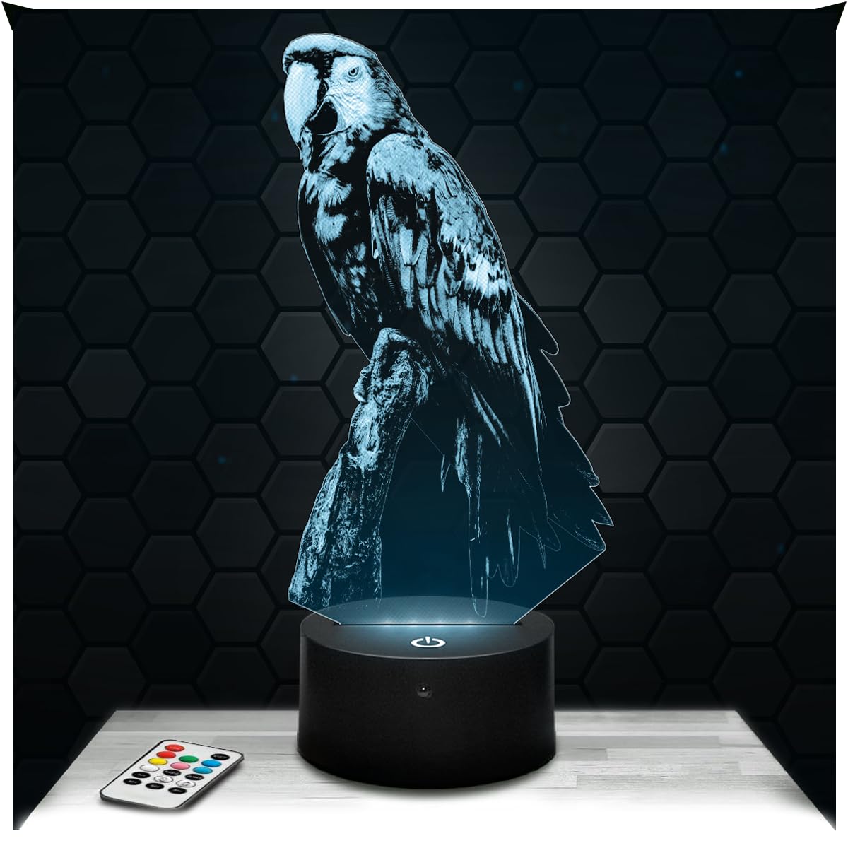 Lampephoto.fr - Parrot 3D Lamp Animal Touch Night Light Led, 3D Hologram Effect, Christmas Birthday Gift Idea for Boy or Girl, Room Decoration Object