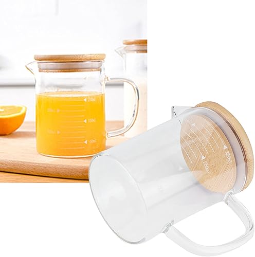 Miniatura 2 de Taza de cristal, taza medidora de vidrio de borosilicato con tapa, resistente al calor, suministros para beber para hotel, restaurante, hogar,