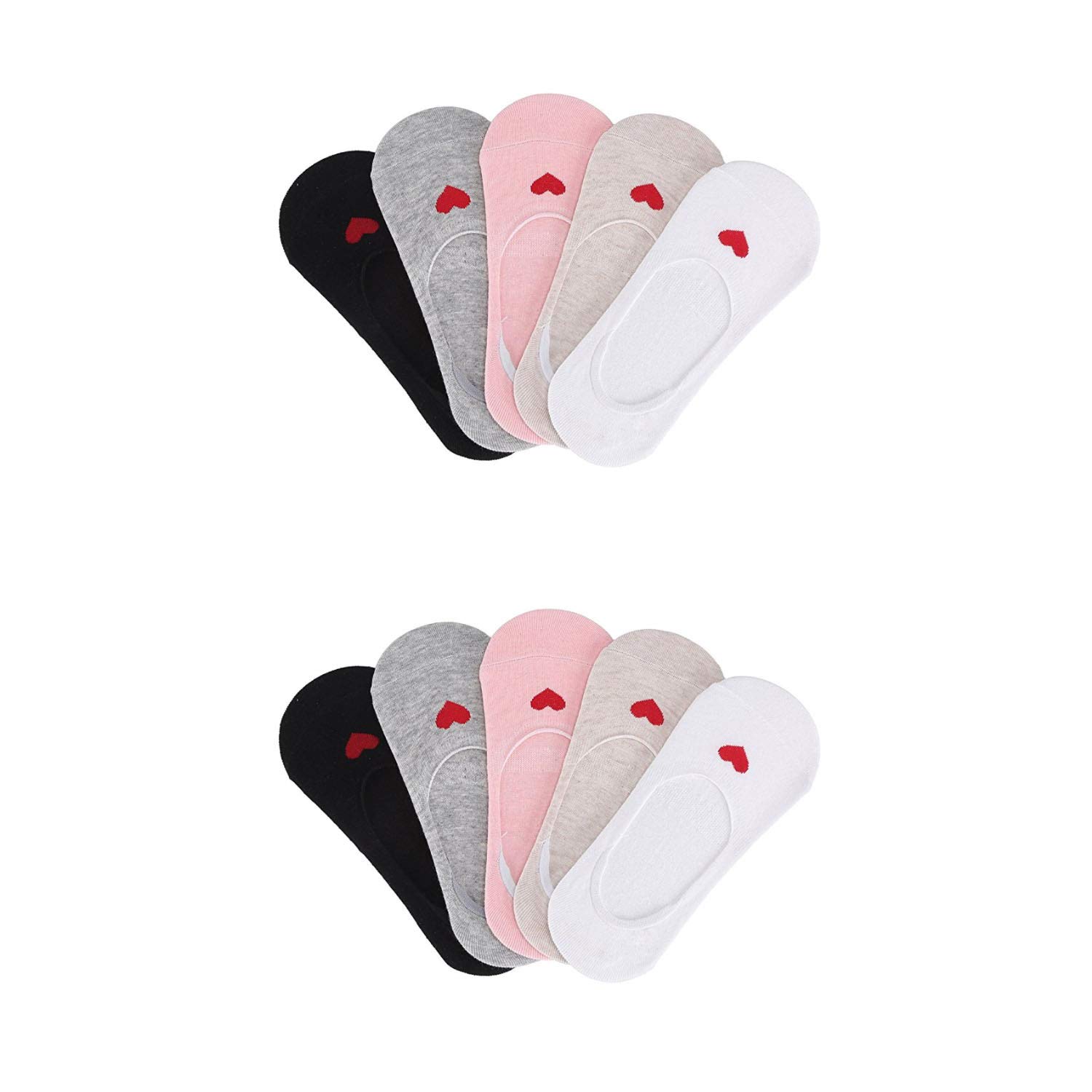 PACKO SOCKSGirls No Show Socks Kids Socks Low Cut Non-Slip kids no show socks for 6-12 Years Heart