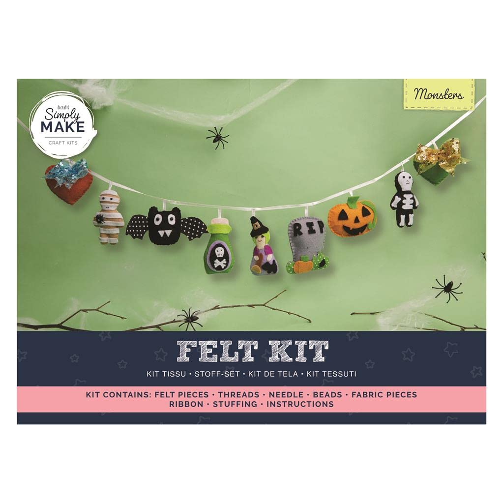 Simply Make Felt Garland Kit, Monsters, DIY Craft, Make Your Own, Home, Children and Adults Hobby