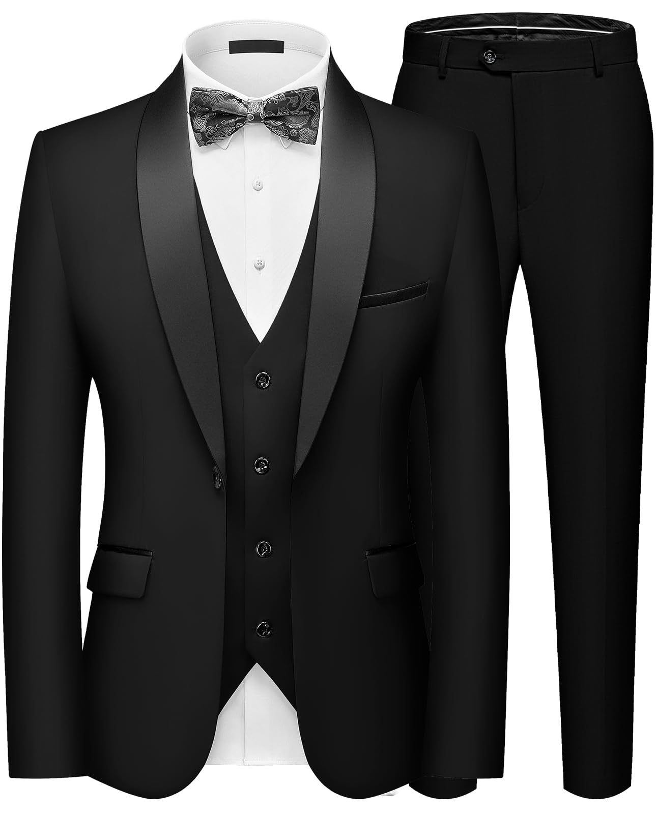 Abito da Uomo 3 Pezzi Slim Fit Completo da Sposo Formale Vestito Business per Uomo Matrimonio Giacca Vest e Pantaloni