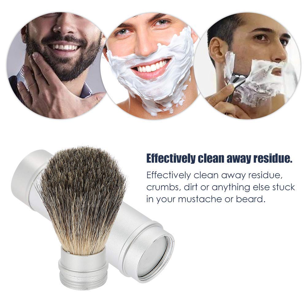 Brosse à raser portative pour hommes, ensemble de toilettage de barbe incluant Brosse à moustache et Brosse à cheveux, outil de soin facial et crée une meilleure mousse pour le rasage