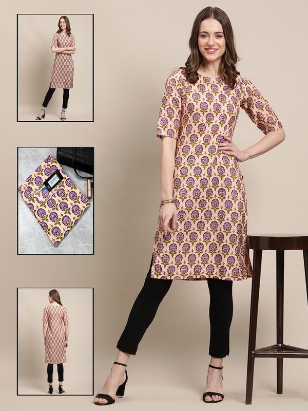 Image of Pinkmint Printed Kurti for Women's ll Straight Kurtis for Women's ll Stylished Kurti (Pack of 6)