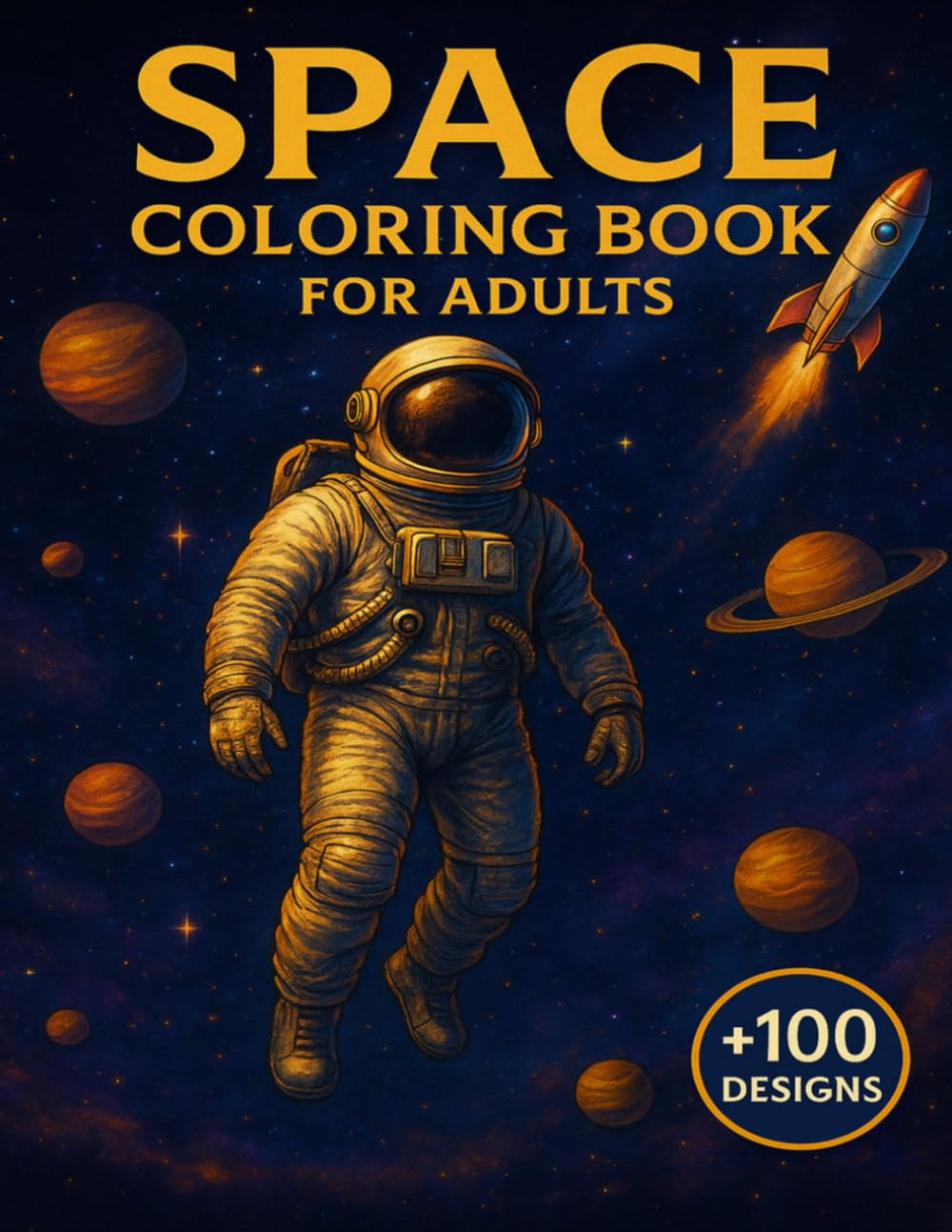 Space Coloring Book For Adults: Celestial Wonders for Cosmic Relaxation +100 Designs