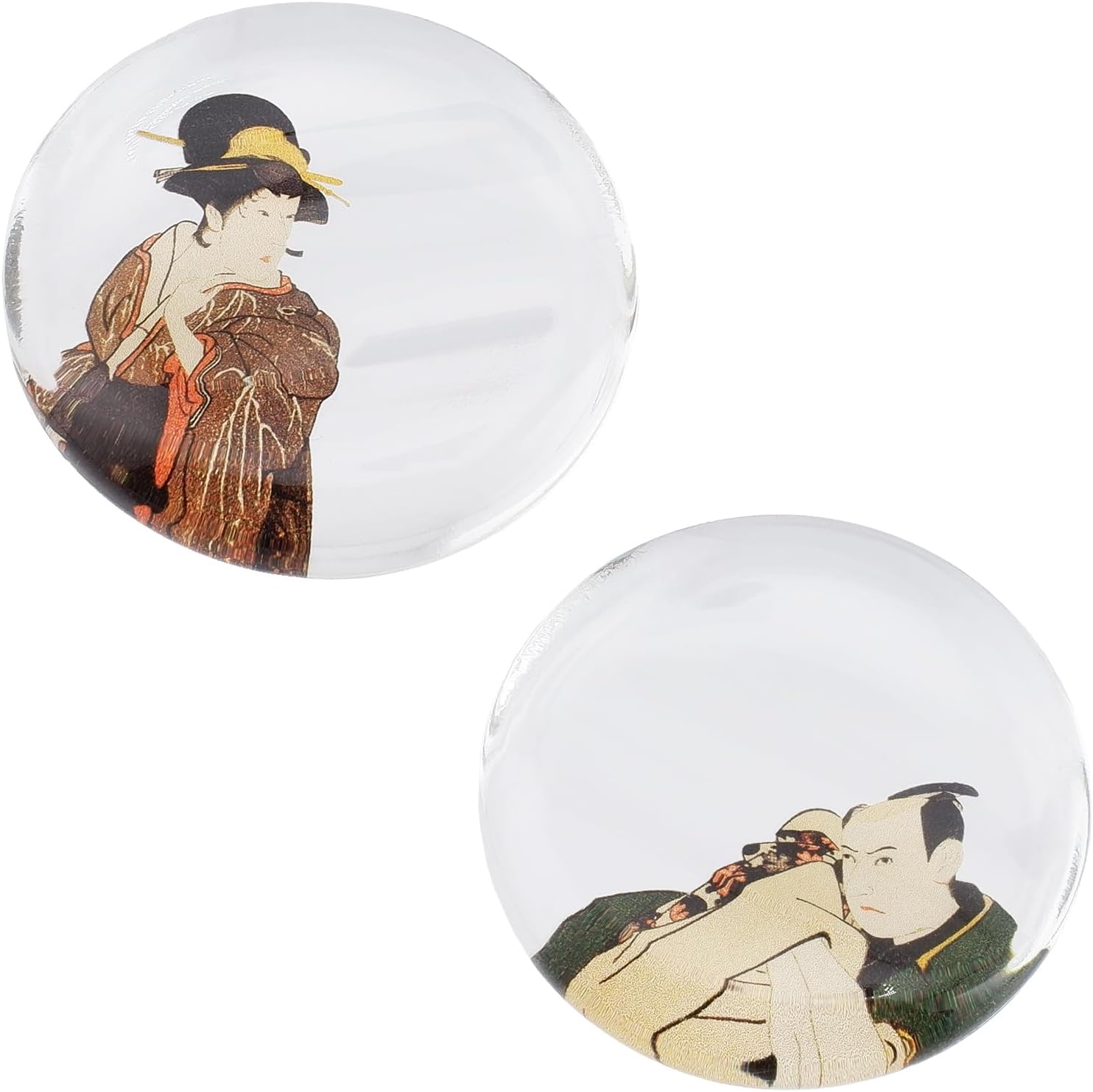 Japanese Glass Chopstick Rest Set of 4 - "Ukiyo-e Kabuki" Actor Portrait Design - 1.6" (4cm) Artistic Zen Tableware - Handcrafted in Japan