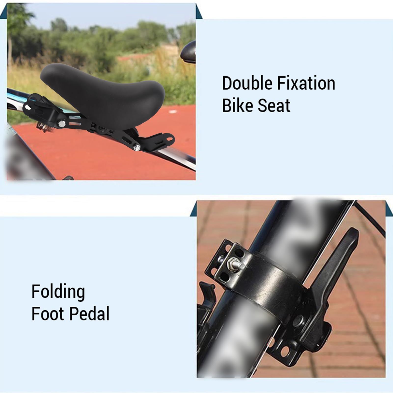 Seggiolino Bici per Bambini, Seggiolino Bici per Bambini Montato Anteriormente con Angolo Regolabile, Pedali Pieghevoli, Manubrio di Sicurezza per Bambini da 1 a 5 Anni,