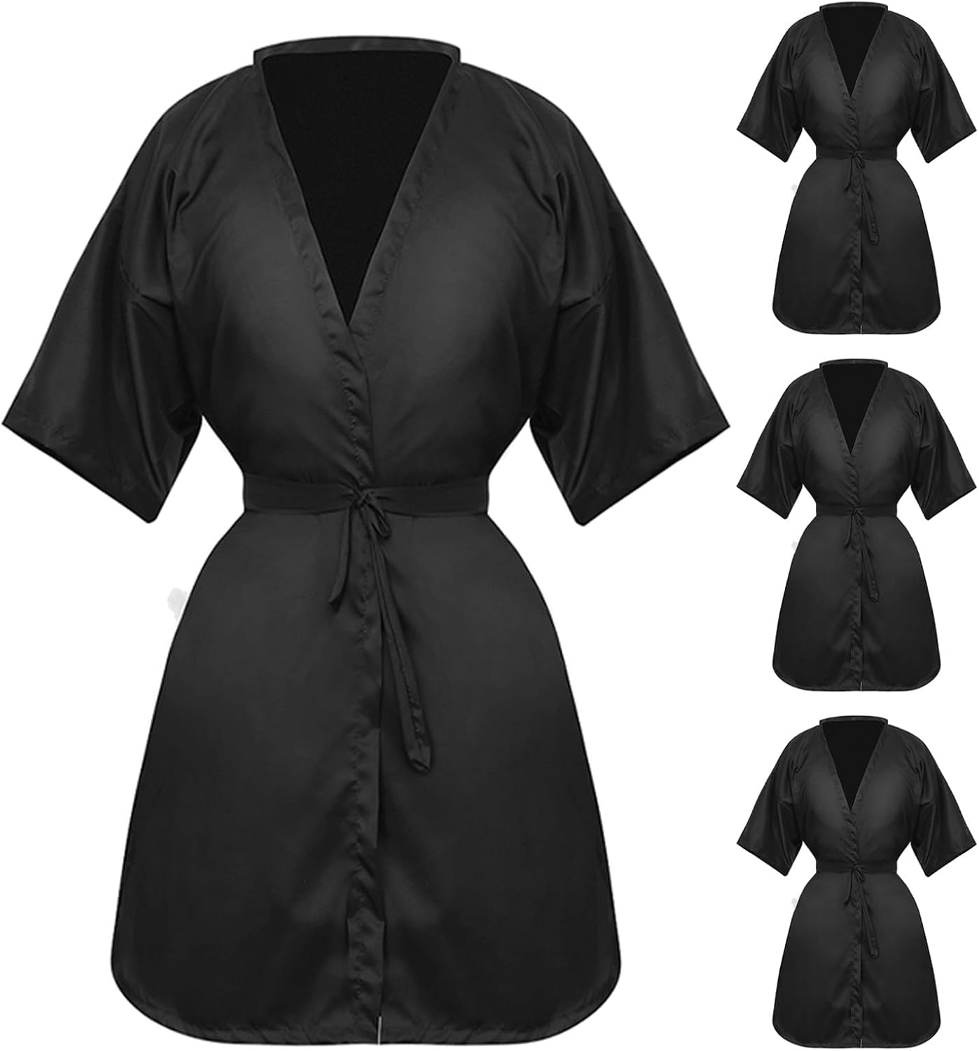 4pcs Barber Cape: Gown Robe Capes for Clients in Beauty Salon - Black Robe with Adjutable Ties for Hair Cutting, Seelping, Spa