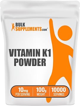 Vitamin K1 Powder - Vitamin K1 Supplement for Bone and Heart Health Support - Gluten Free, 10mg per Serving, 100g 3.5 oz Pack of 1