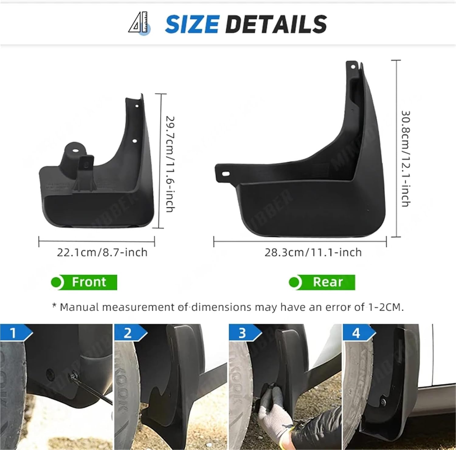 Car Front Rear Mud Flaps Compatible with BMW 5 Series F10 2011-2016 Fender Mudguard Splash Guards Mudflap Accessories 2012 2013 2014 2015