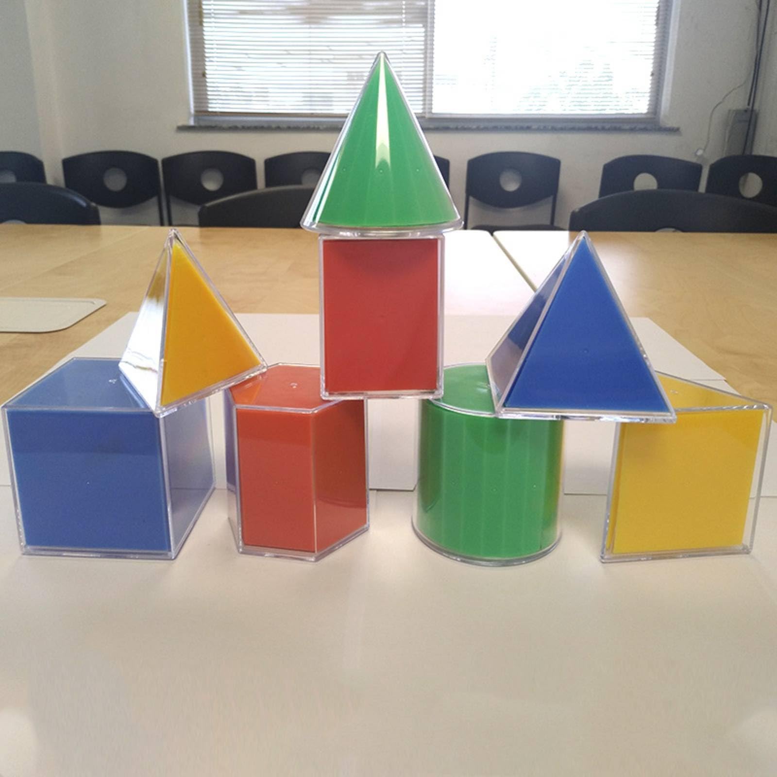 8 Pezzi Solidi Geometrici con Sviluppi Resistente Forme Geometriche Tridimensionali Pratico Set Didattico di Geometria per Insegnanti, Bambini, Scuola