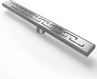 BESTTEN 28 inch Rectangular Linear Shower Floor Drain in Brushed 304 Stainless Steel, Fiocco Style Grate Insert, Adjustable Leveling Feet, Hair Strainer, CUPC Certified