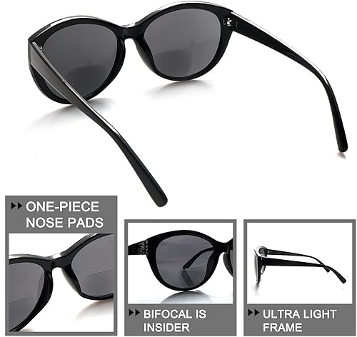 Miniatura 5 de BONCAMOR Paquete de 4 lentes de sol bifocales de lectura para mujeres y hombres, protección UV400, lentes para exteriores