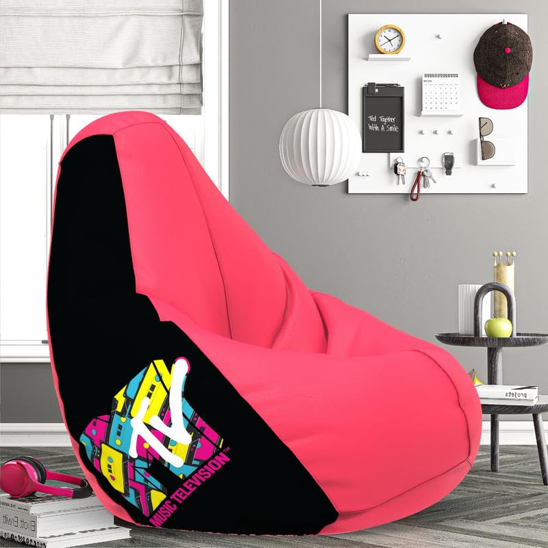Biggie Bean Bag Cover 6XL- Official: MTV Bean Bags - Max User Height : 6-6.5 Ft. - Weight : 99-110 Kgs(Model: MTV_ARTWORK-10b - Pink)-image-12
