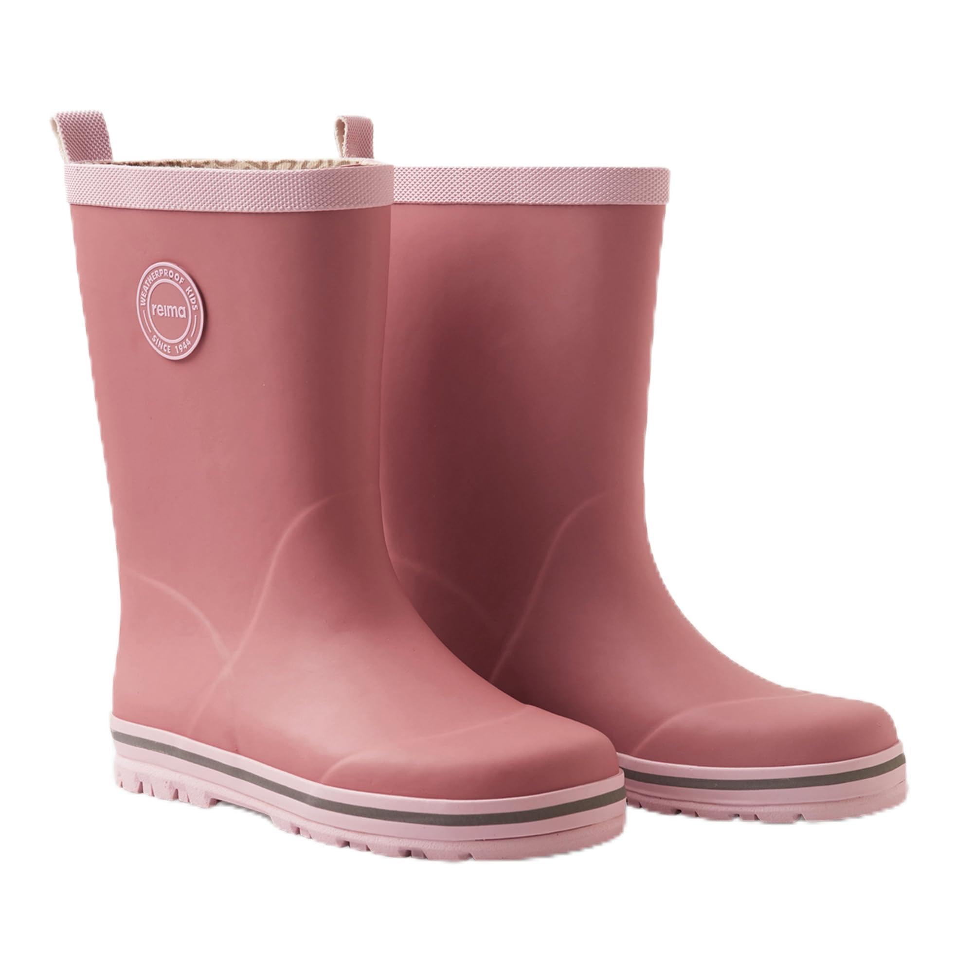Reima - Taika Gummistiefel für Kinder - Wasserdichte Regenstiefel Kinder mit Baumwollfutter, flexibler Griffsohle, reflektierenden Details und Happy Fit-Einlegesohlen - Rose blush, 28