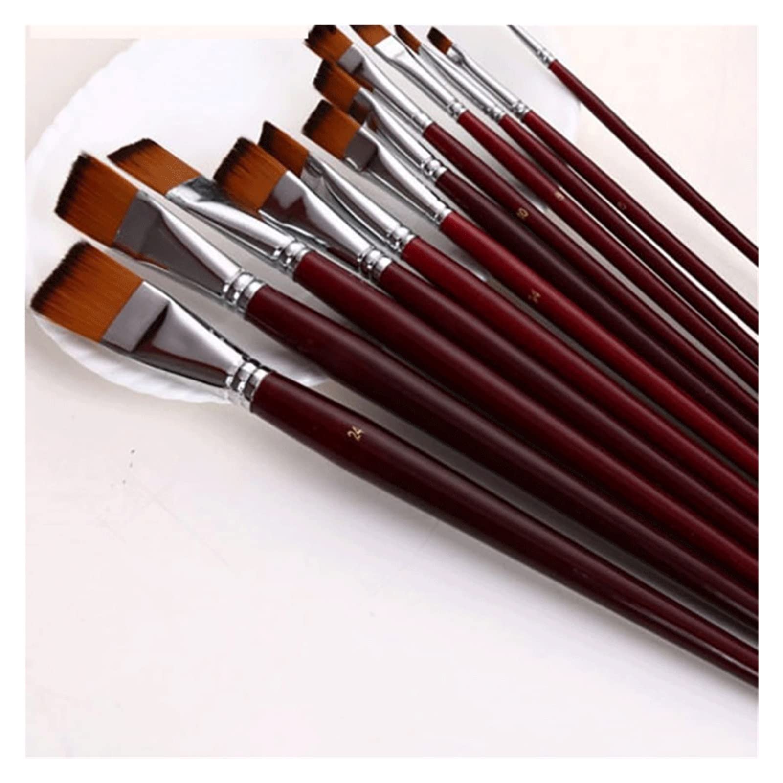 Stylo à huile en nylon deux tons plat 12 ensembles de pinceaux art aquarelle peinture pinceau de peinture (couleur : A, taille
