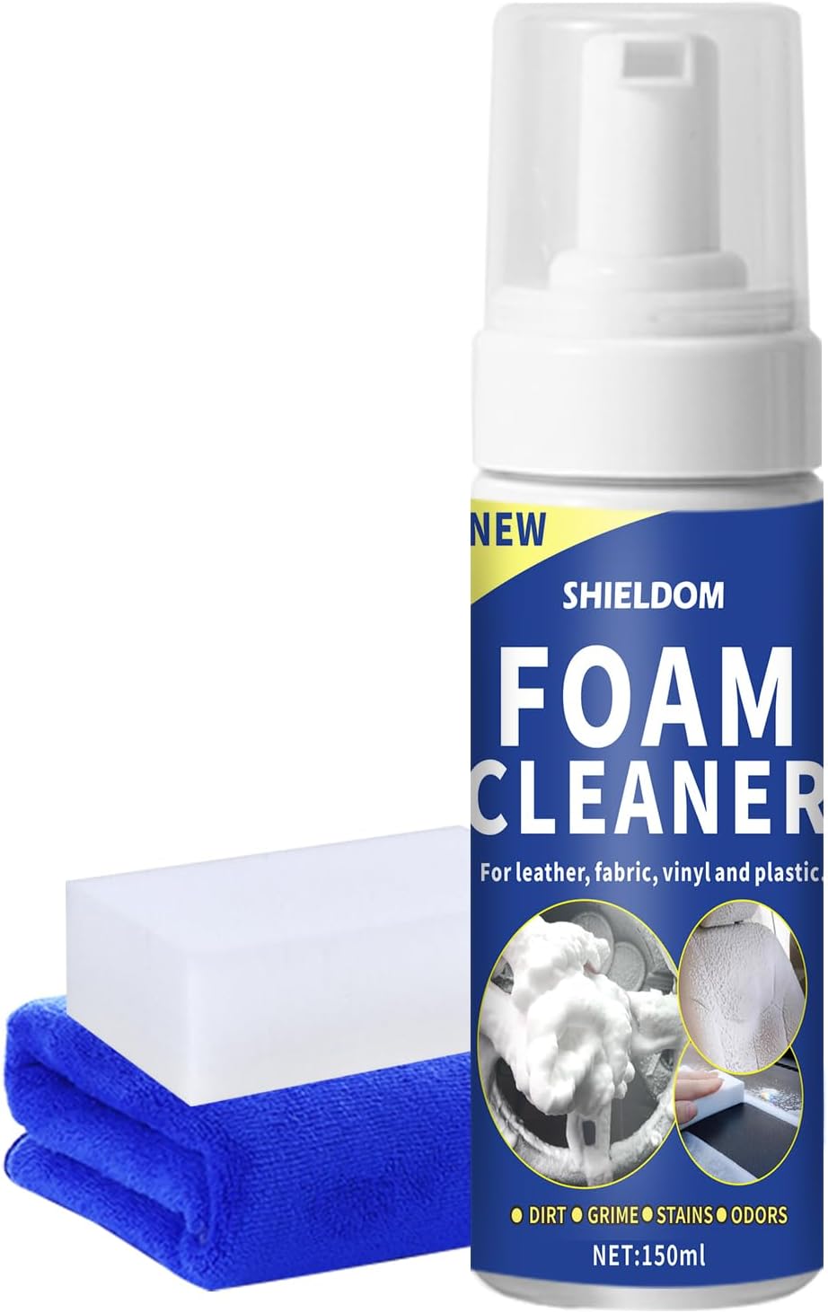 Multifunctional Car Interior Foam Cleaner Cars Seat Cleaner Multi Purpose Foaming Deep Cleaning for Auto and Home Remove Stain from Leather, Fabric, Carpet, Upholstery and Plastic - 5oz/150ML