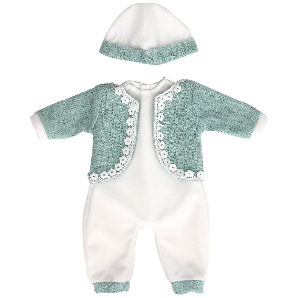 NIXNUT Doll Clothes Dress Winter Jumpsuit Outfit Bodysuit with Coat Hat for American Girl Doll 18-inch