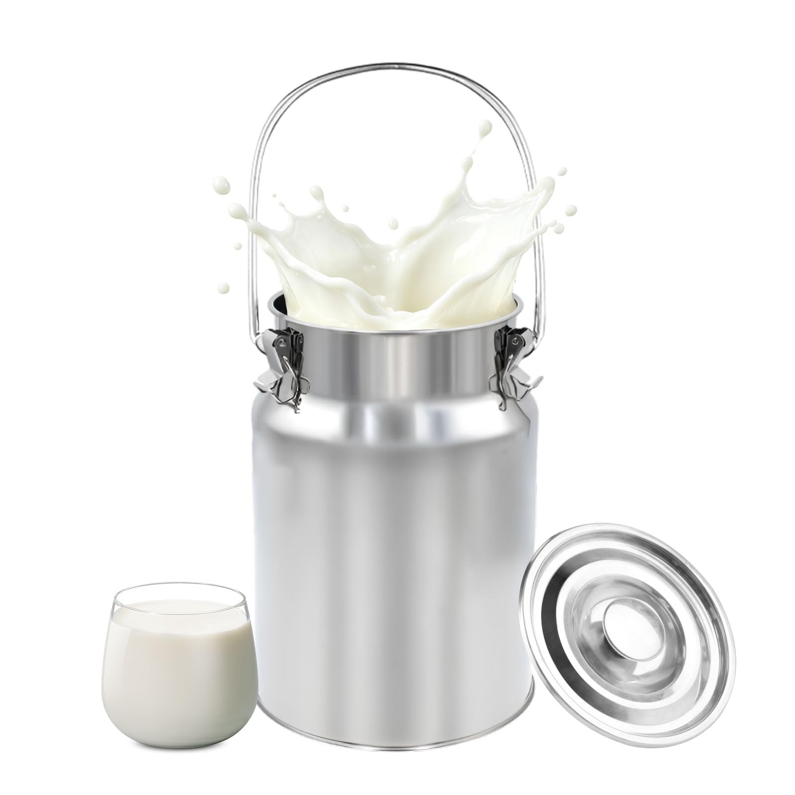Milchkanne Aus Edelstahl Mit Henkel, Milcheimer, Luftdichter Vorratsbehälter Für Milch, Getreide, Kaffeebohnen, Bauernhof, Küche, Camping,11L 22x30CM