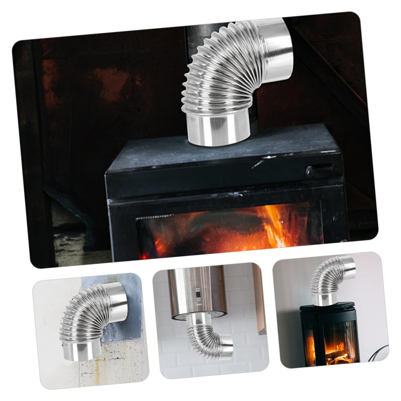 Hemobllo 5pezzi Elbow Chimney Flue Acciaio Inossidabile Gradi Tubo Flessibile Per Scarico Fumi Adatto Per Cucina e Bagno Resistente Alle Alte Temperature
