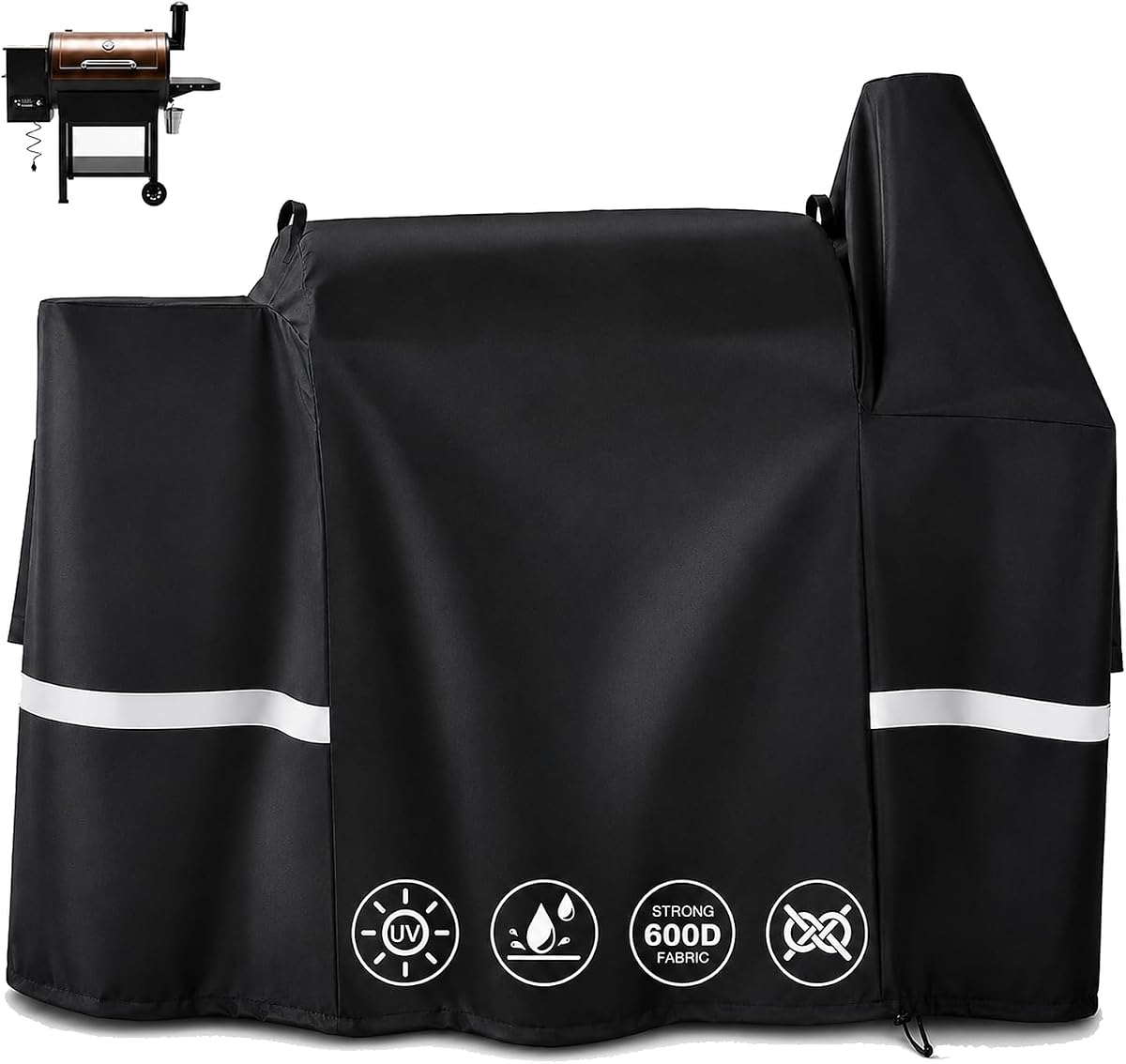 Grill Cover for Pit Boss 850 Dx, 820 Competition, Z Grills 700 | Heavy Duty Wood Pellet Smoker Cover for Pit Boss 850 Competition Pb850ps2 820fb With Straps & Zipper, 56 Inch