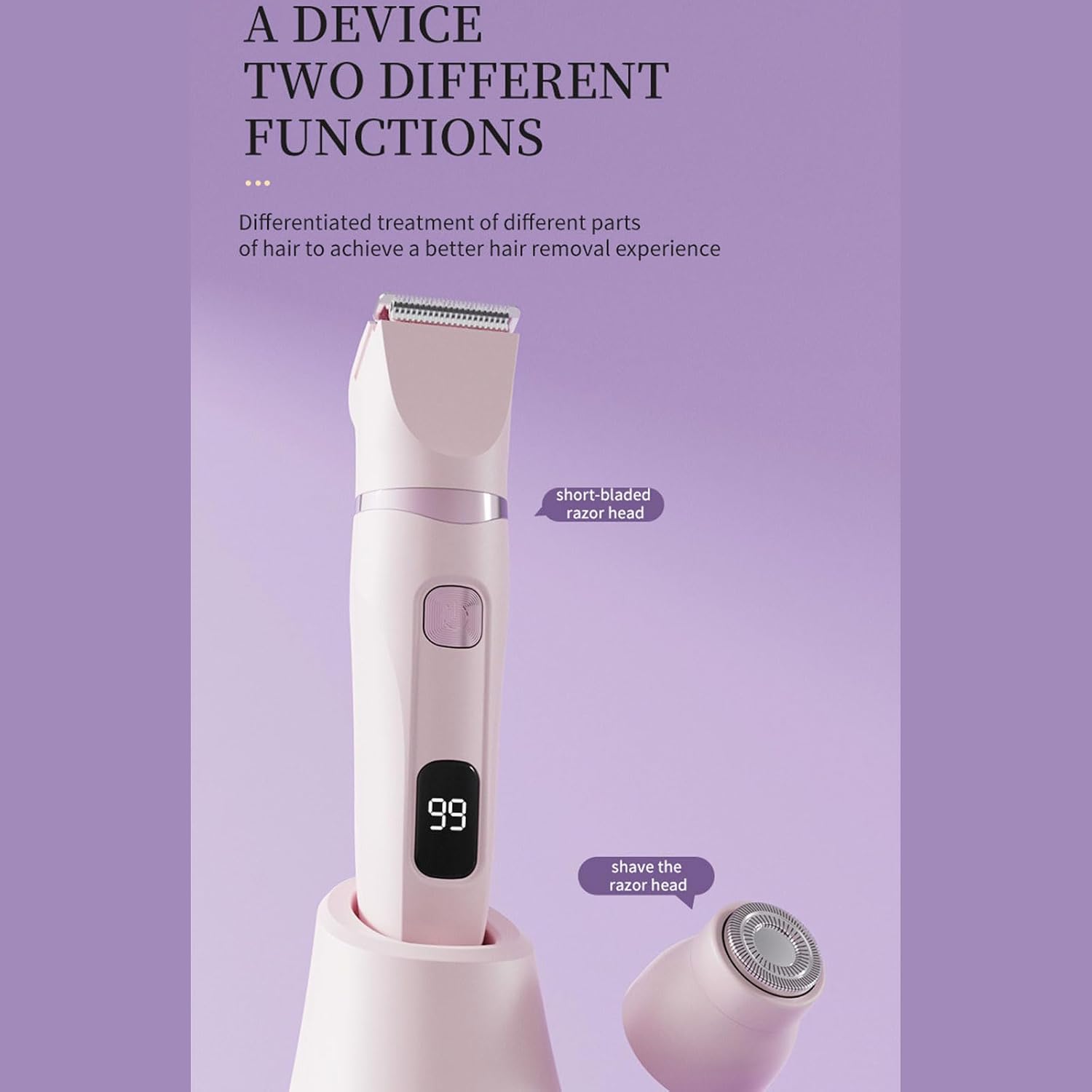 Two Head Body Hair Trimmer and Shaver for Women with Skin Safe Cutting Surfaces and Rechargeable Battery Easy Hair Remover
