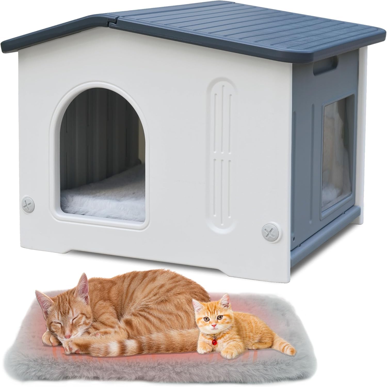 Jucgghk The Comfortable Plastic Cat House is Weatherproof and Artificial Pet House, Suitable for Indoor Pets Suitable for Indoor Pets(Grey)